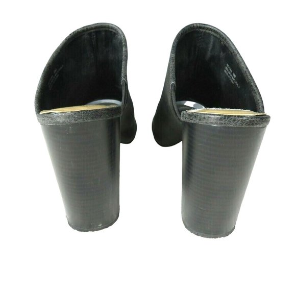 Wet Seal INDYANA Slide on Mule Heels Size 9 Black Open Toe Vegan Leather - Picture 7 of 12